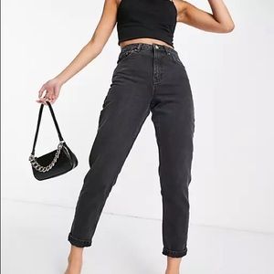 Topshop Washed Black Mom Jeans (W25L32)